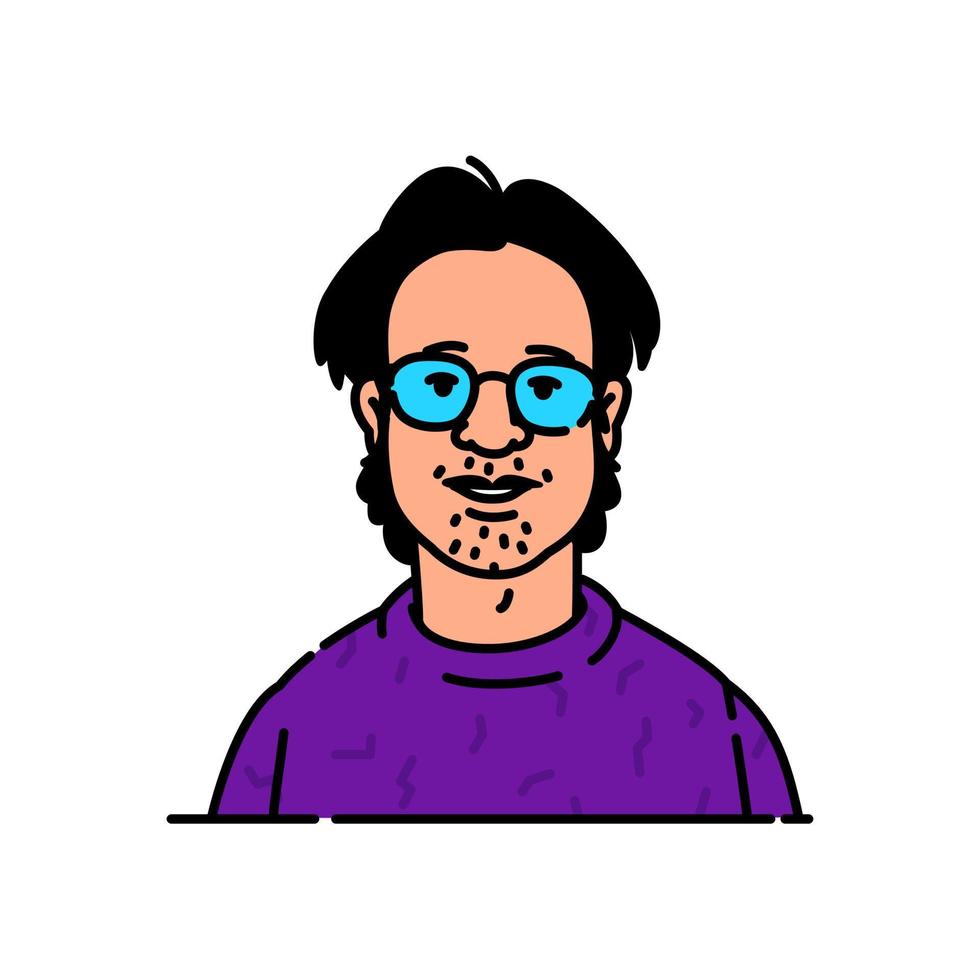 Avatar of a young man with glasses vector