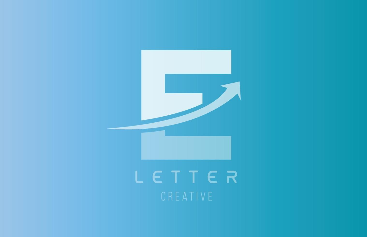 E alphabet letter logo in blue white color for icon design template vector