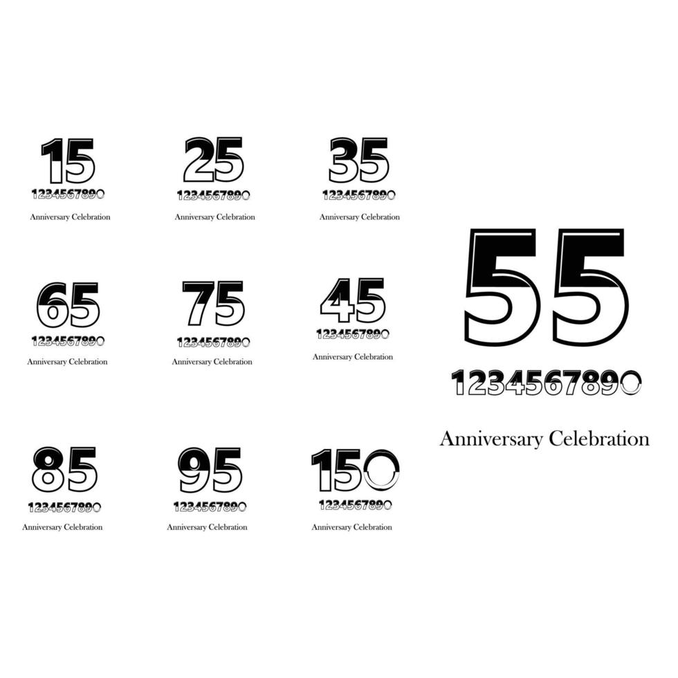 Year Anniversary Set Elegant Vector Template Design Illustration
