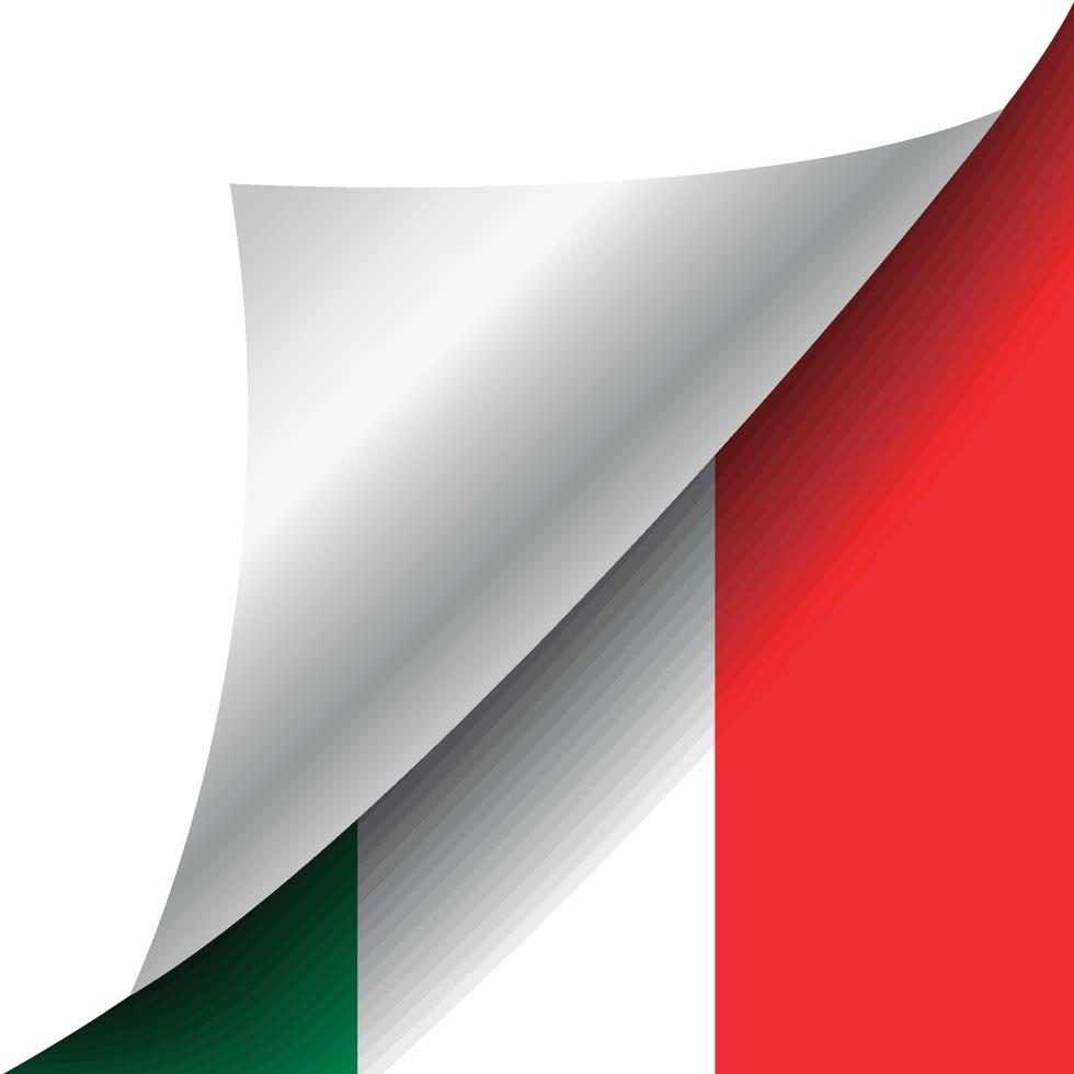 bandera de italia con esquina rizada vector