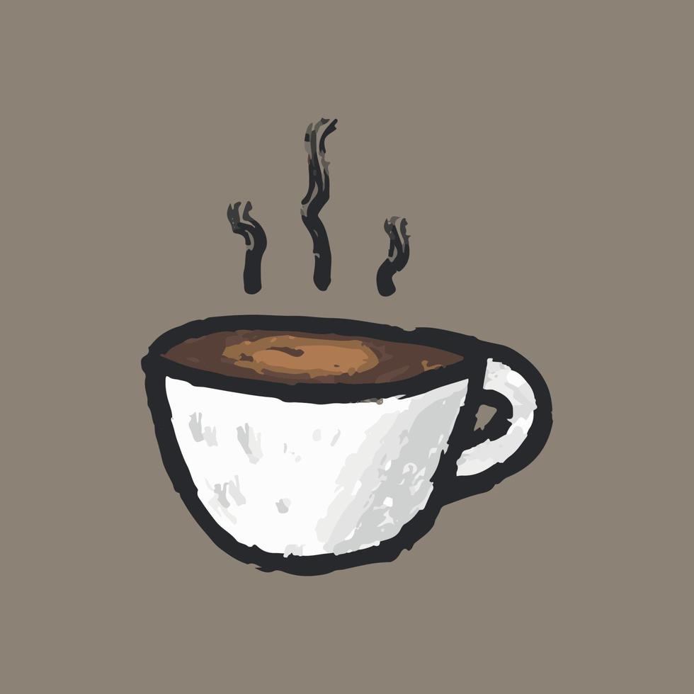 hand drawn contemporary brush art, cup of coffee or tea vector illustration