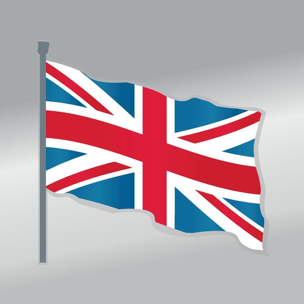 imagen realista de la ilustración del vector del gradiente del poste de la bandera que agita británica