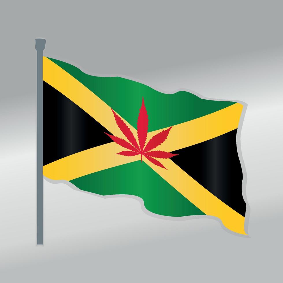 Realistic Gradient Vector Illustration Image of The Jamaica Waving Flag Pole