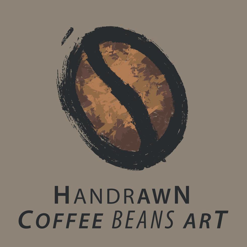 hand drawn contemporary brush art, coffee beans vector illustration