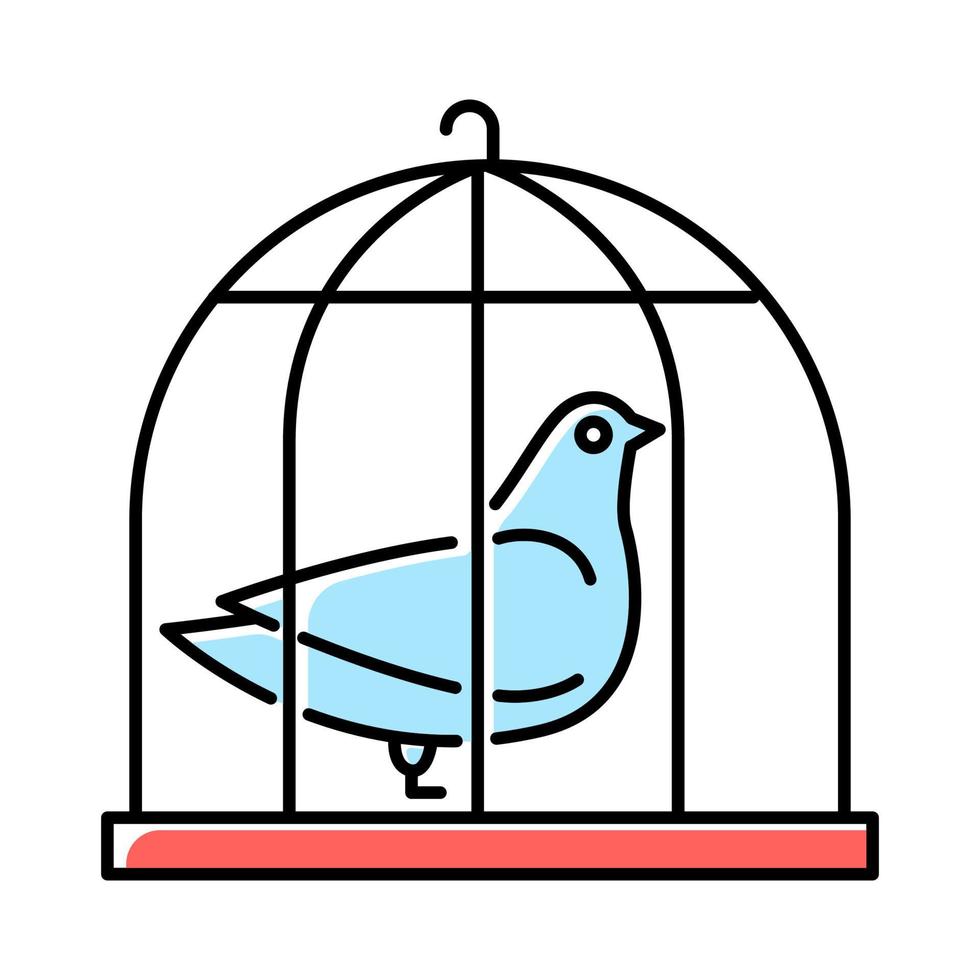 Paloma en jaula icono de color azul vector