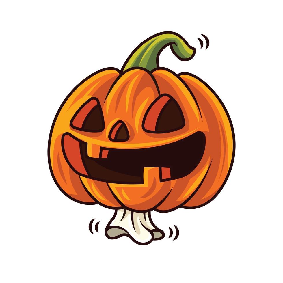 Happy Halloween. Cartoon cute pumpkin ghost with crazy laughing vector