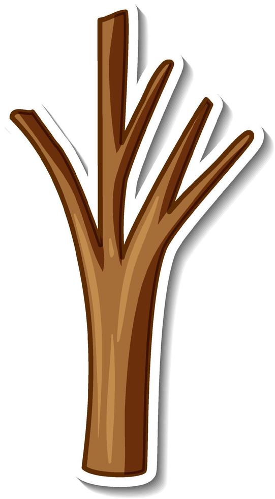 Sticker template with a tree without leaves in cartoon style isolated vector