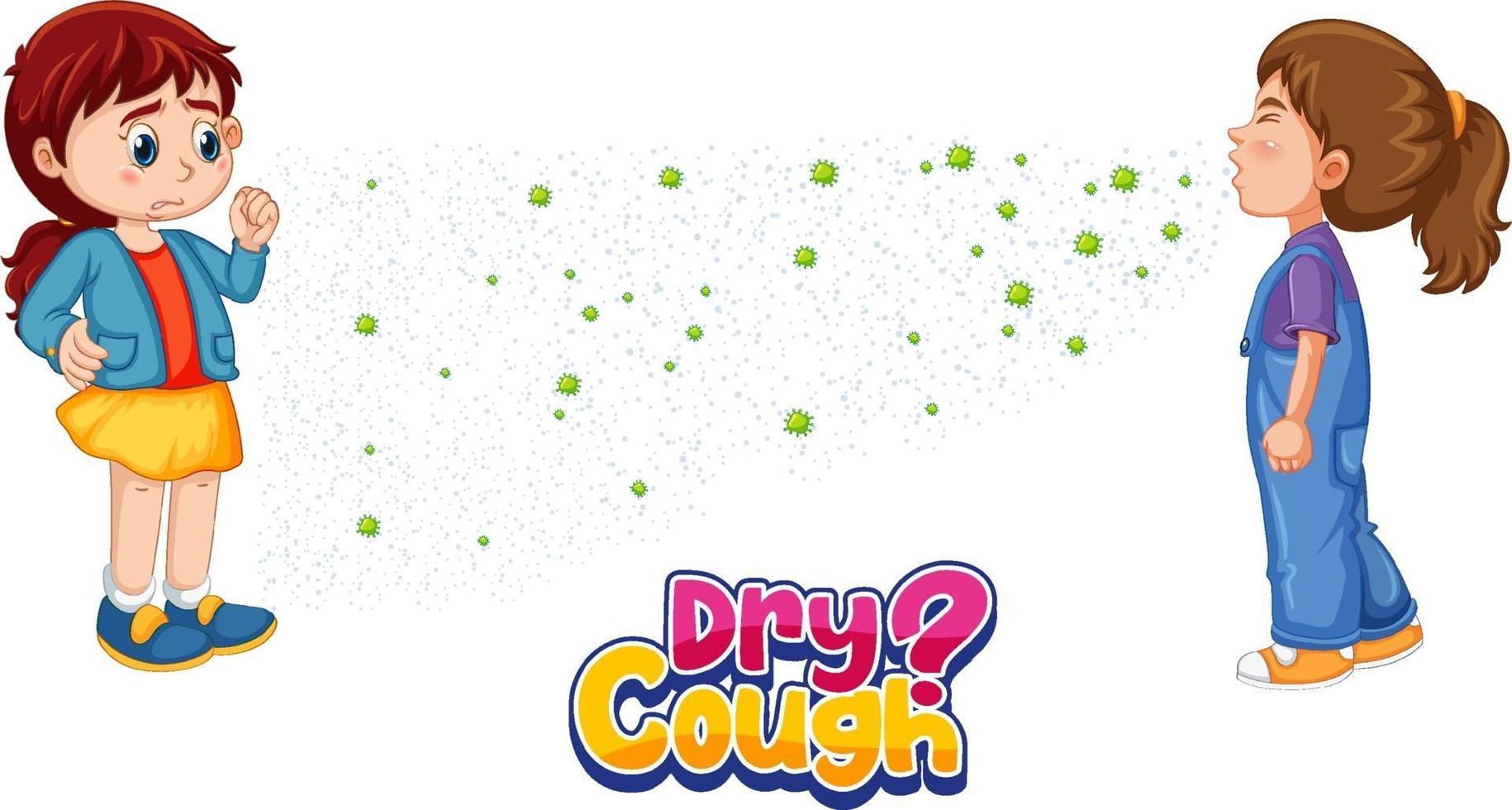 Dry Cough font with a girl look at her friend sneezing vector
