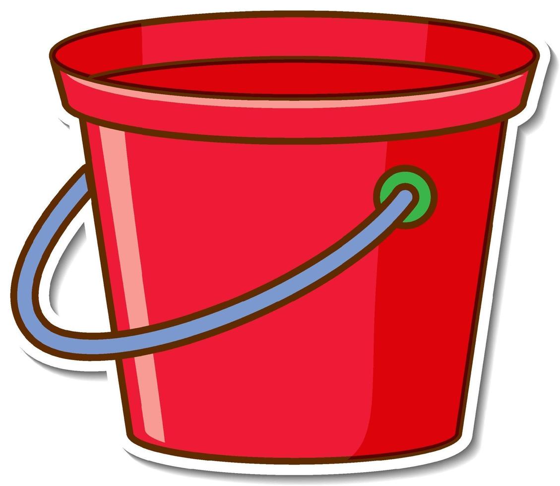 Sticker design with a red bucket isolated vector