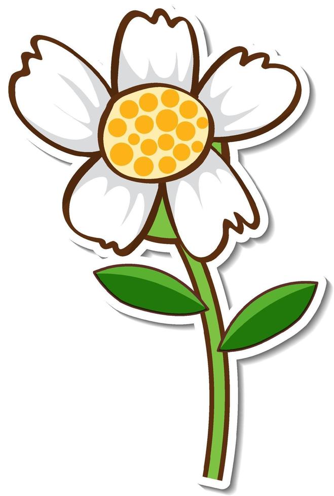 A white grass flower sticker vector