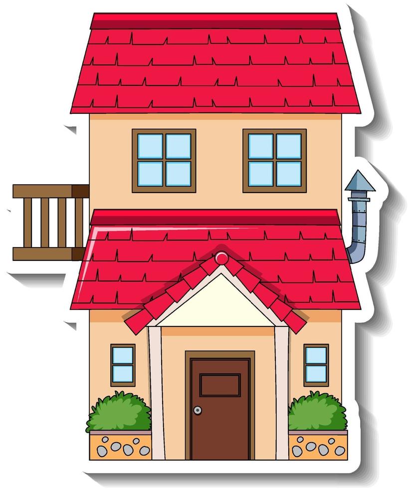 Sticker template with a single house isolated vector