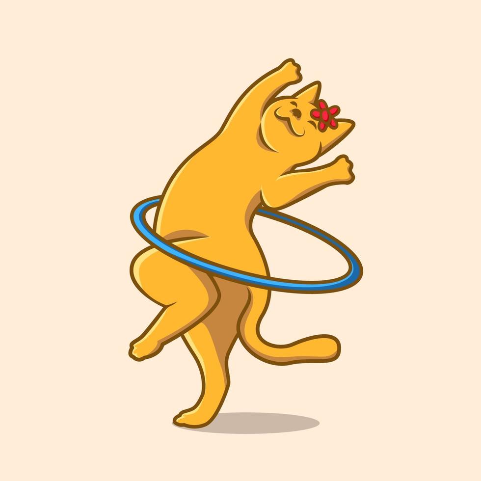 Cat dancing in hoop vector