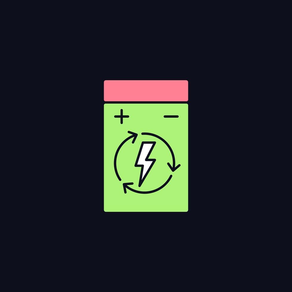 Rechargeable lithium polymer battery color label icon for dark theme vector