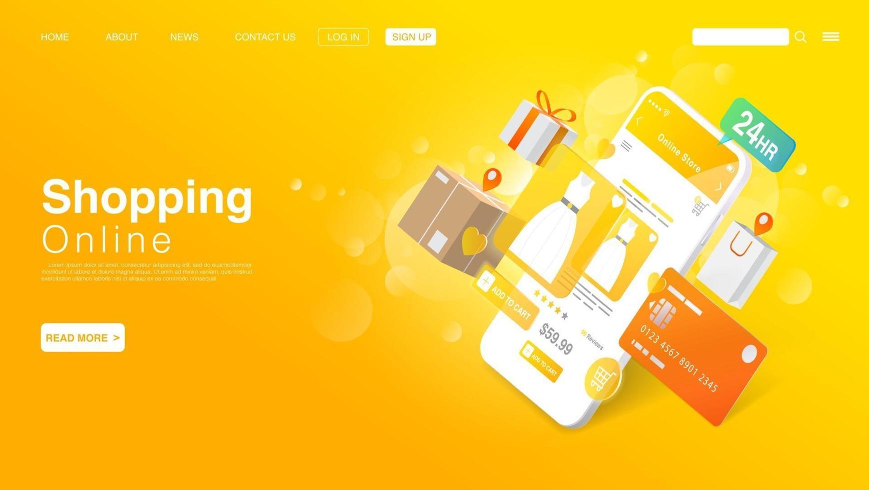 Shopping Online on Website or Mobile Application vector