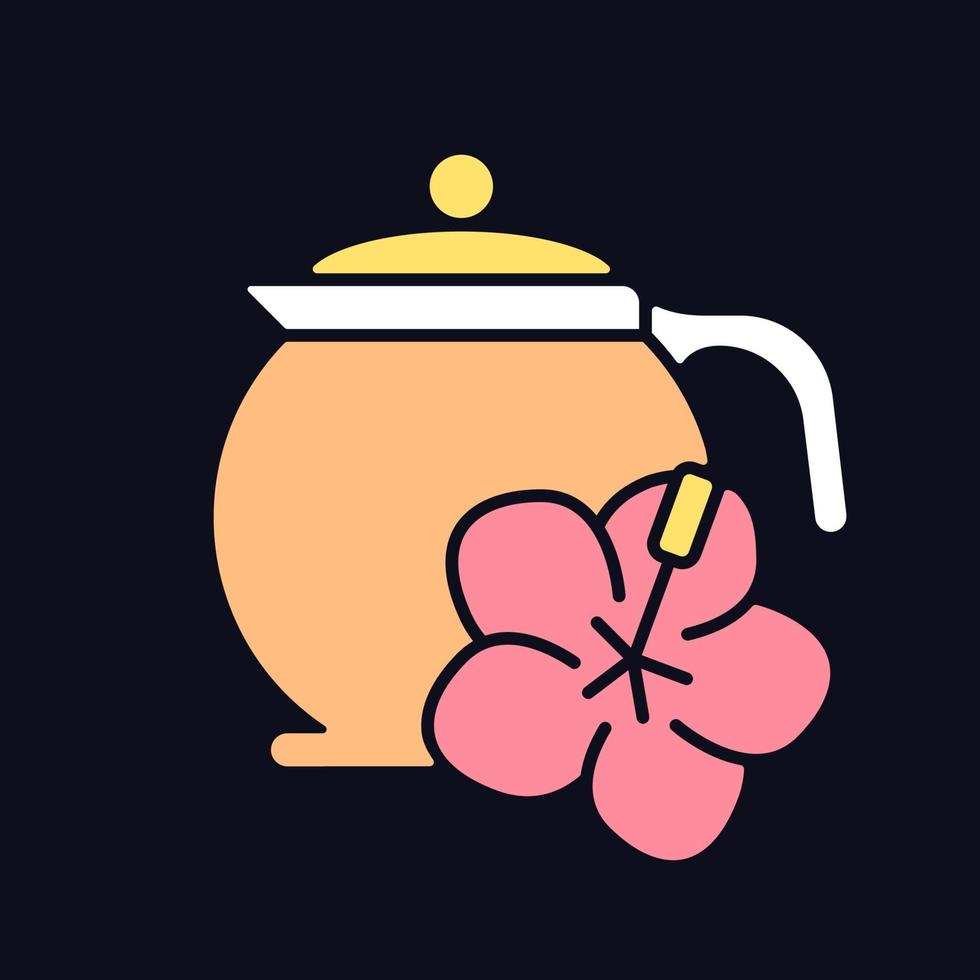 icono de color rgb de té de hibisco para tema oscuro vector