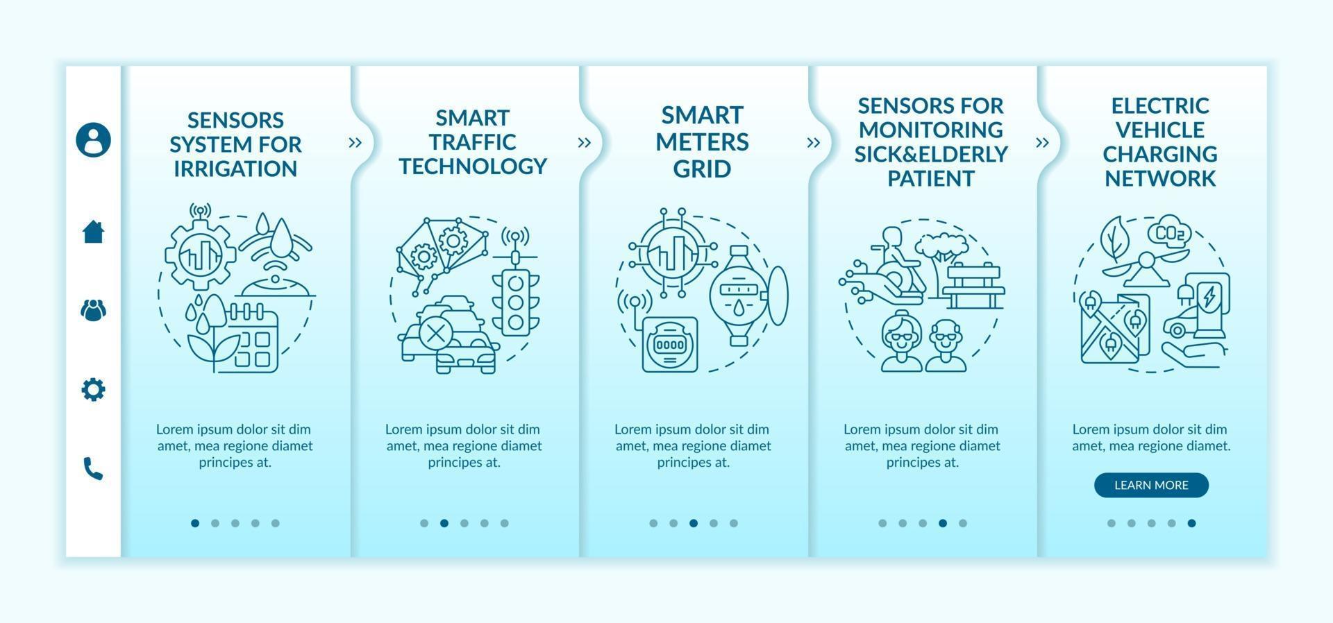 Smart city projects gradient blue onboarding vector template