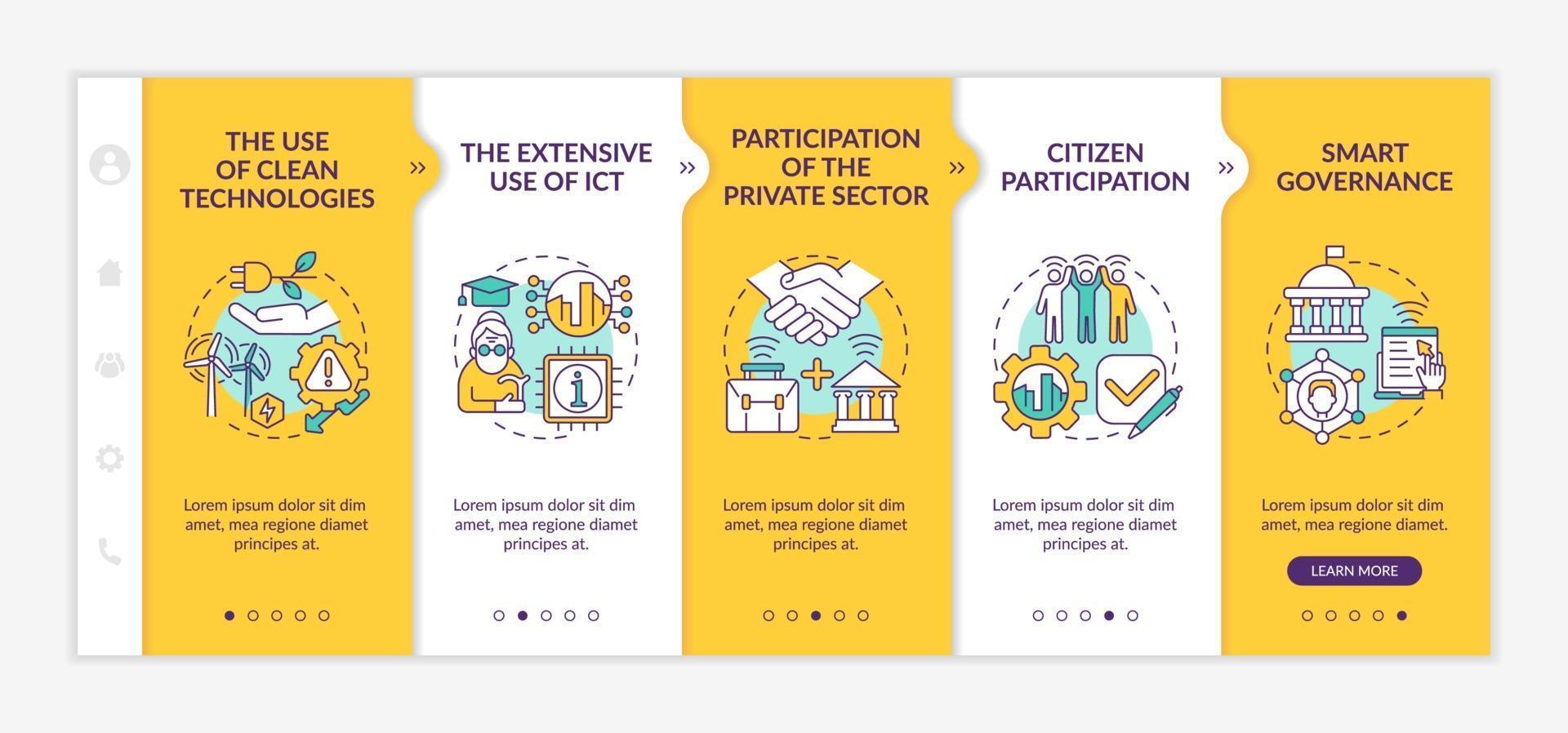 Instruments of smart city yellow onboarding vector template