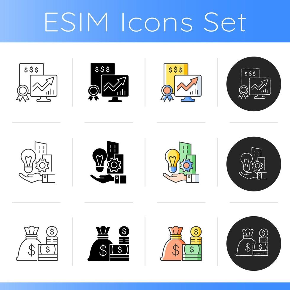 Business assets icons set vector