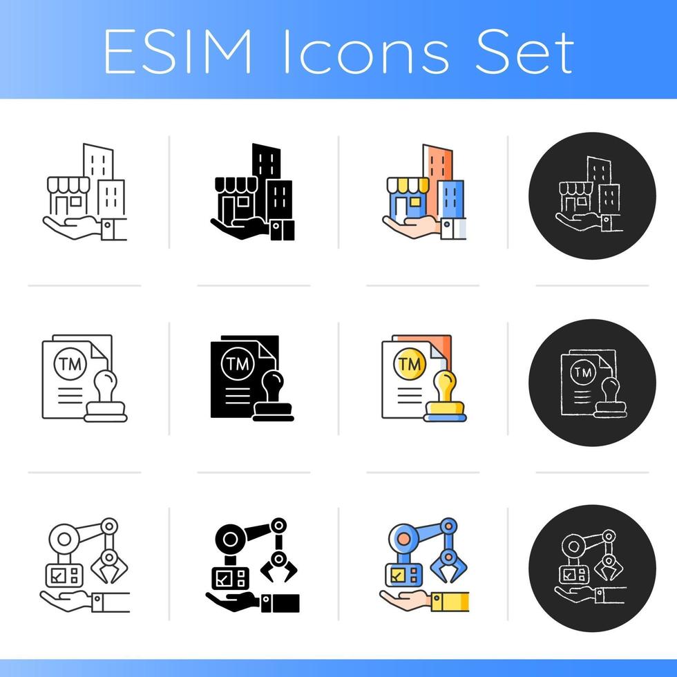 Building ownership icons set vector