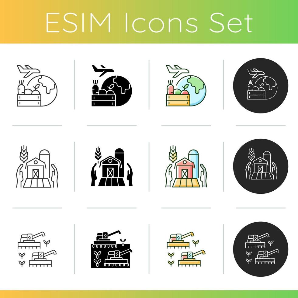 Work on farm icons set vector