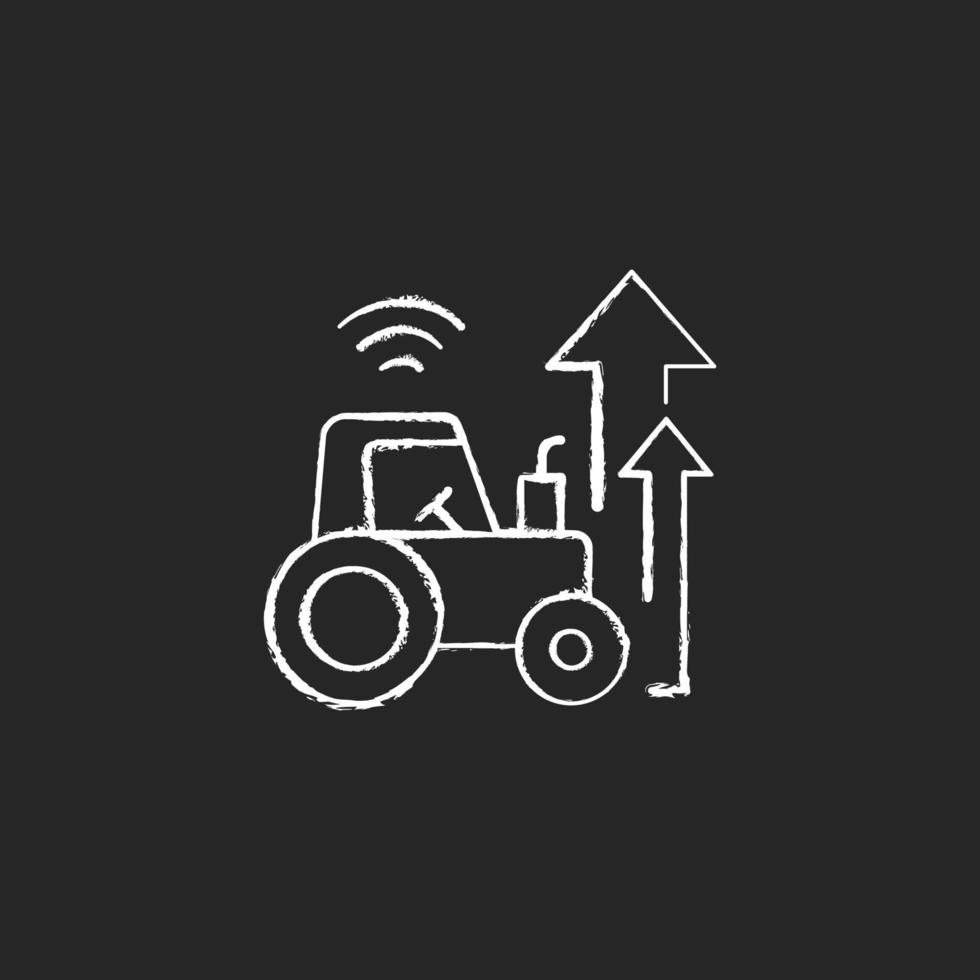 tiza de modernización agrícola icono blanco sobre fondo oscuro vector