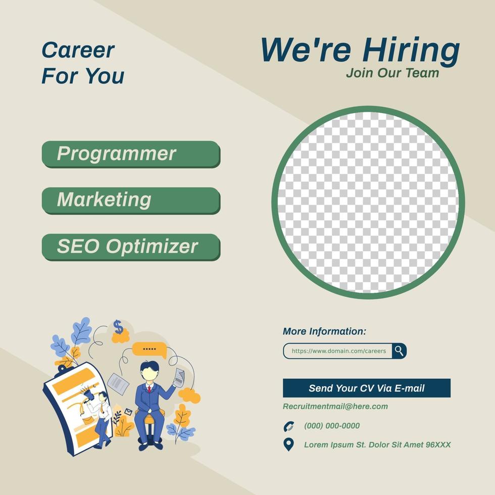 Recruitment advertising template. Recruitment Poster, social media vector