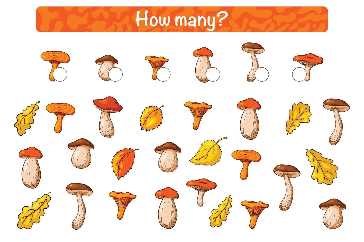 Find and count kids educational game with Forest Mushrooms vector