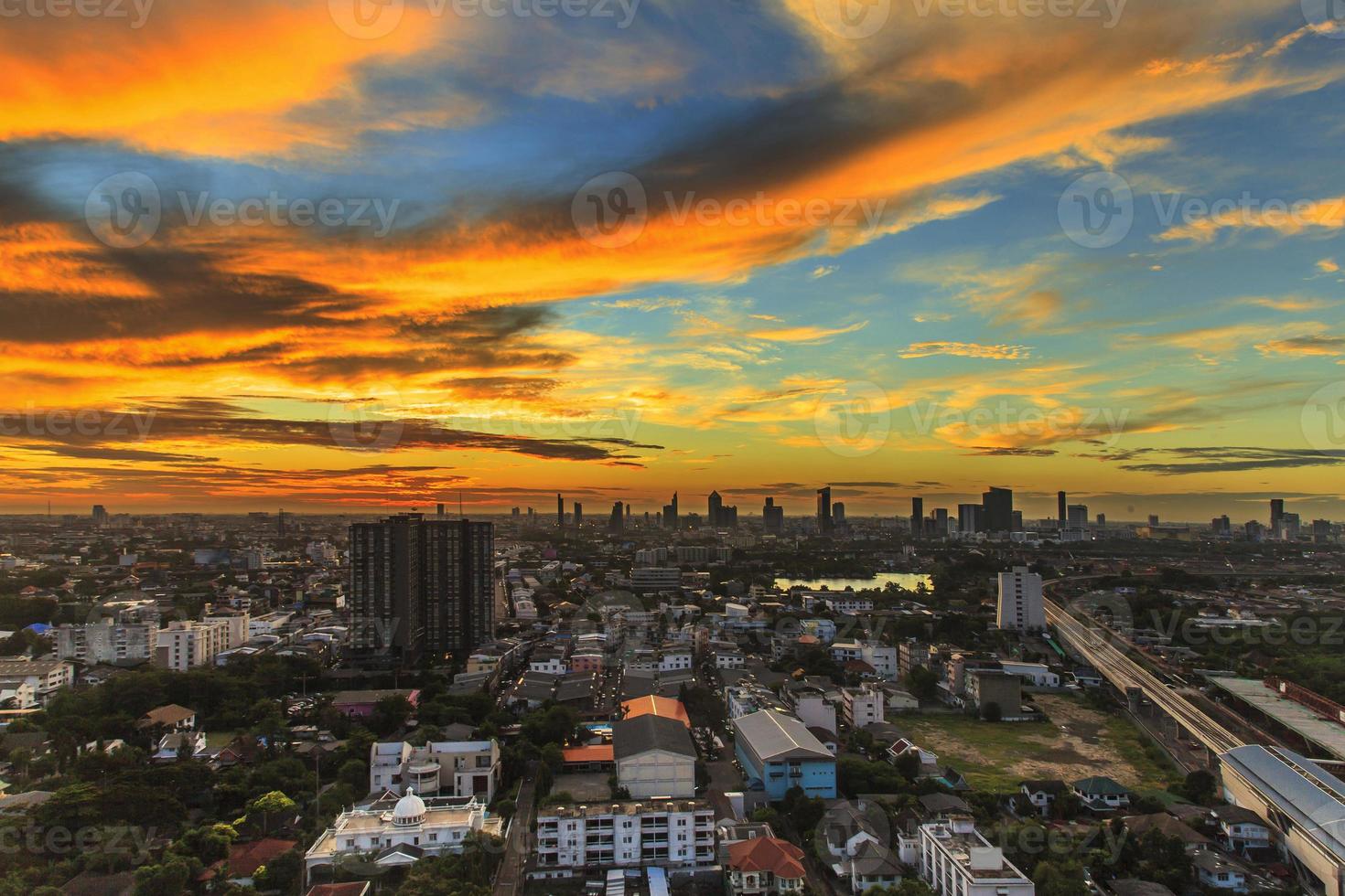 Bangkok, Thailand aerial view with skyline photo