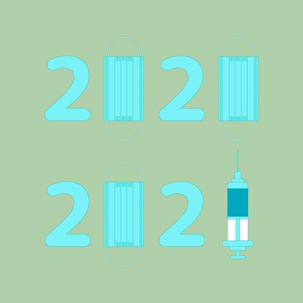 Vaccine 2021 and Facemask 2020 vector