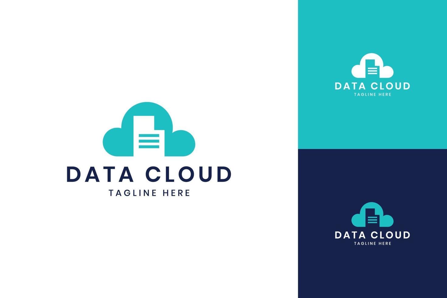 data cloud negative space logo design vector