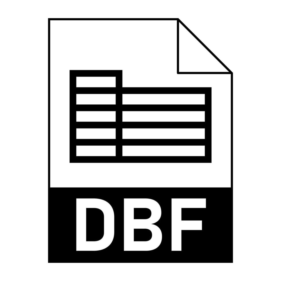 diseño plano moderno del icono de archivo dbf para web vector