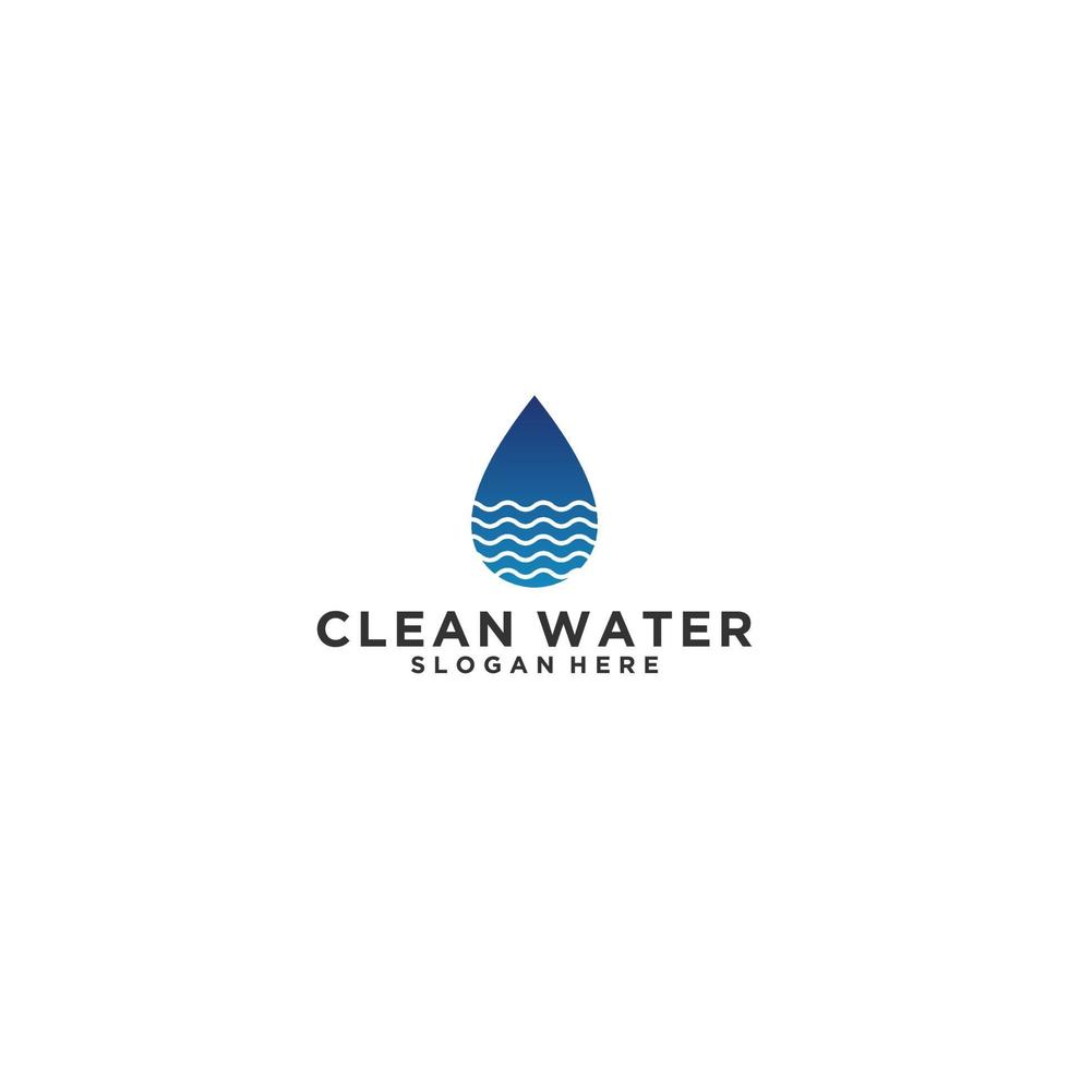 clean water logo with water drops reflecting clean water vector
