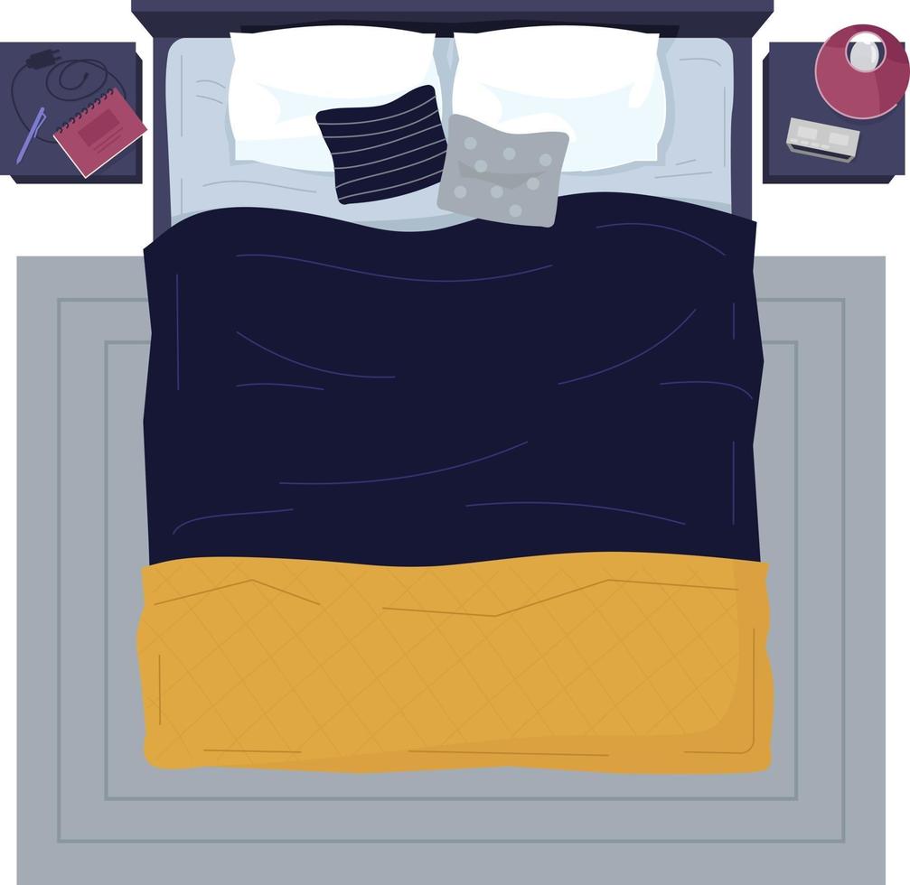 Modern bed with no people semi flat RGB color vector illustration