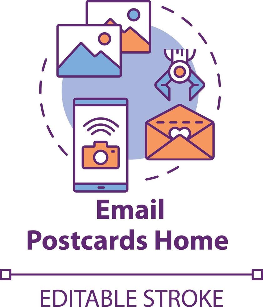 Icono de concepto de inicio de postales de correo electrónico vector