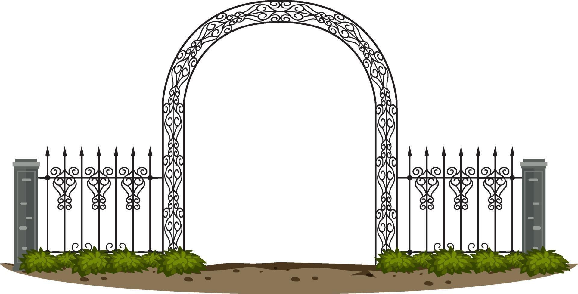 Gothic metal gate on white background vector