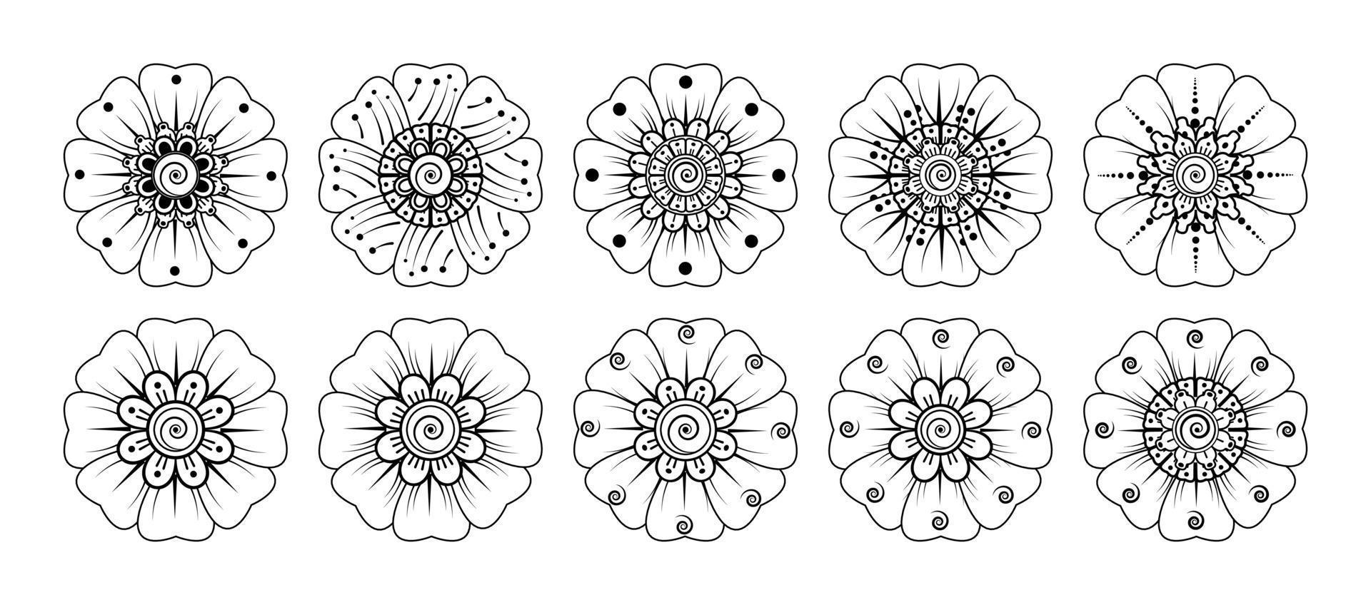 Circular pattern in the form of mandala with flower for henna vector