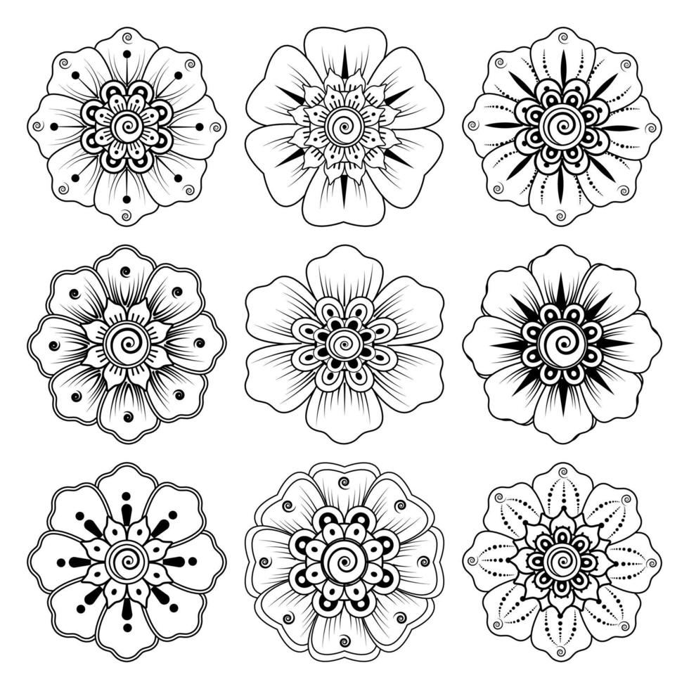 mehndi flower decorative ornament in ethnic oriental style vector