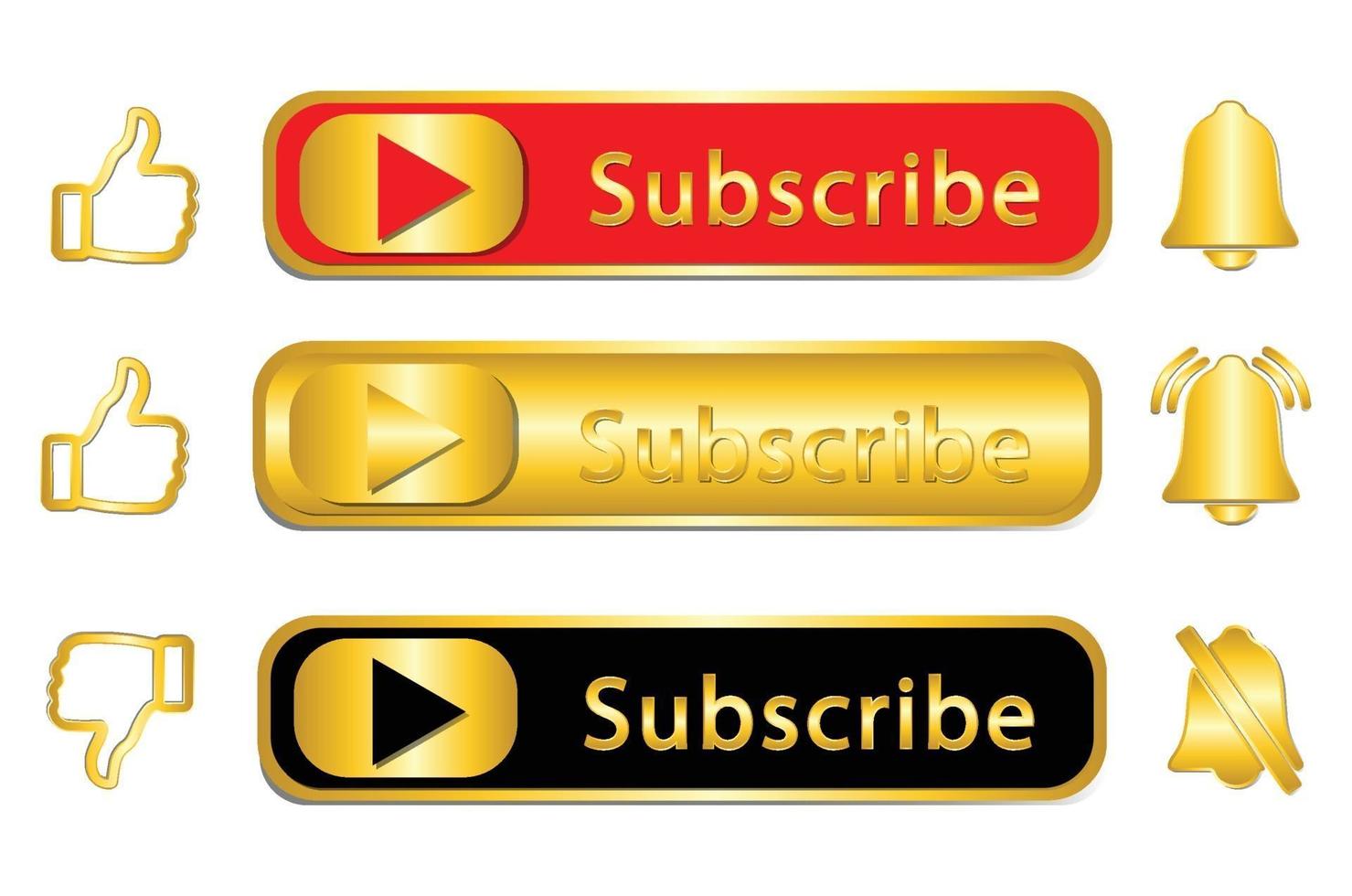Subscribe Button, Social media icon set with three colour vector
