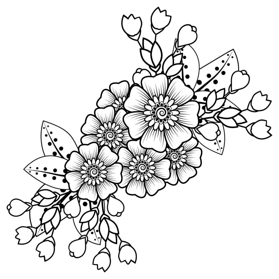 flor mehndi para henna, mehndi, tatuaje, decoración vector