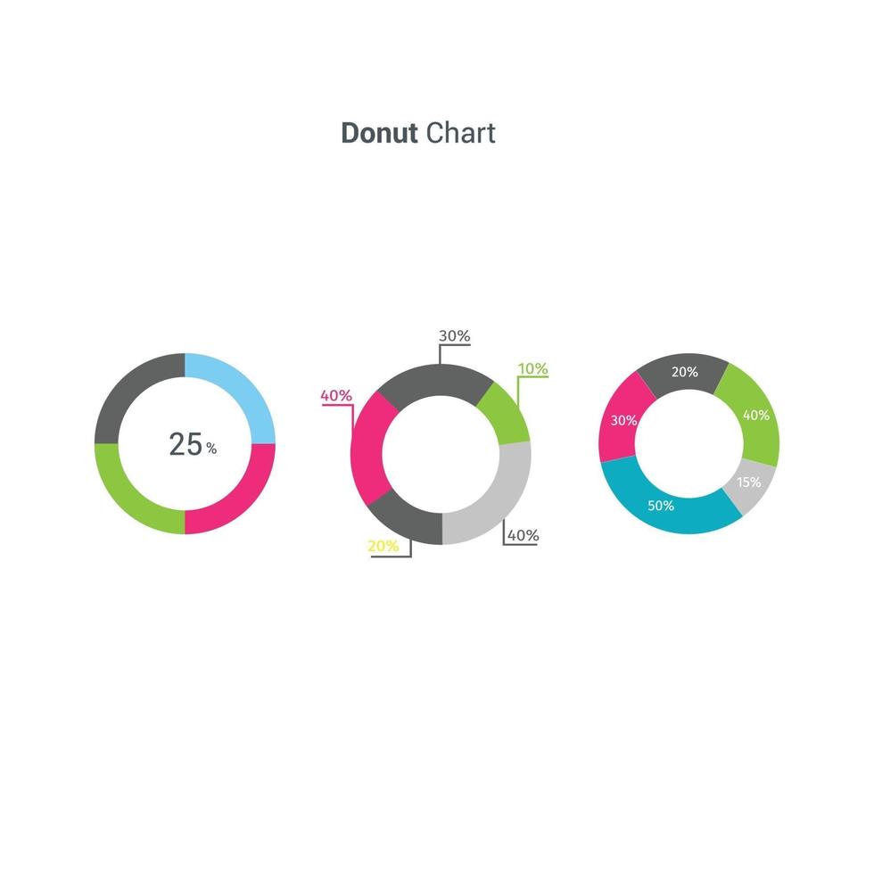 Business data market elements pie charts diagrams vector illustration.
