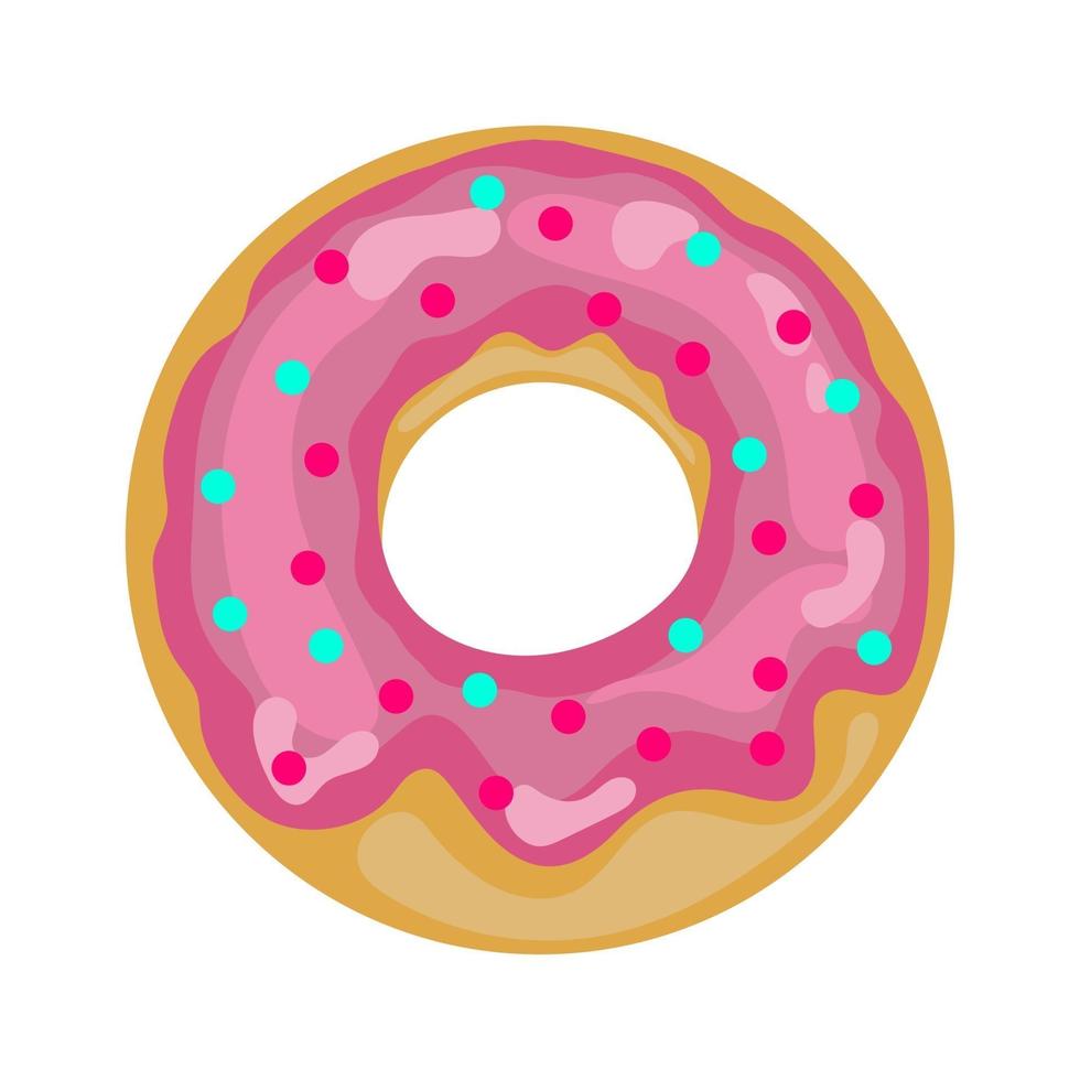 Colorful and glossy donut with sweet glaze and multicolored powder vector