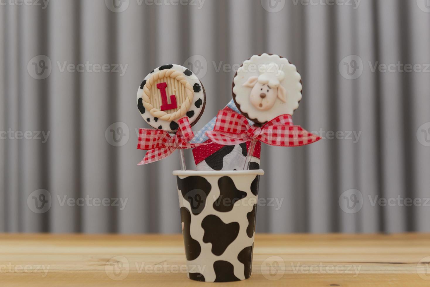 Chocolate lollipops decorated for children's birthday photo