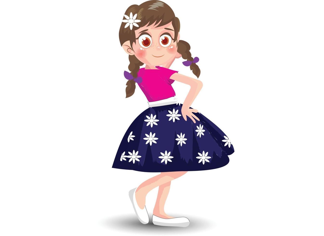 Cute girl in standing position Cartoon vector