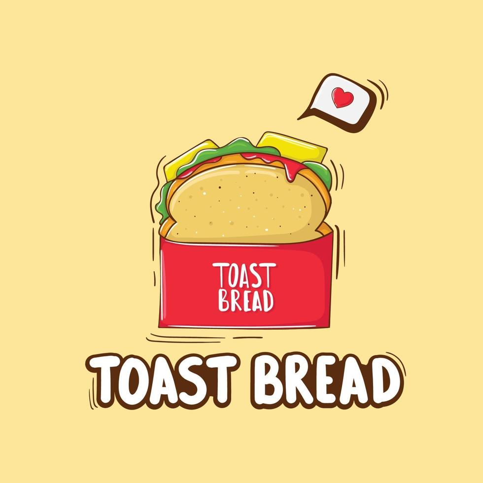 Colorful Hand Drawn Toast Bread Illustration vector