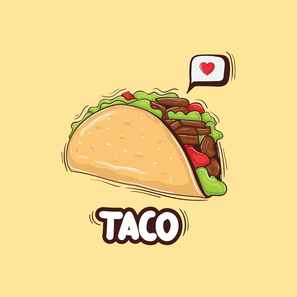 Colorful Hand Drawn Taco Illustration vector