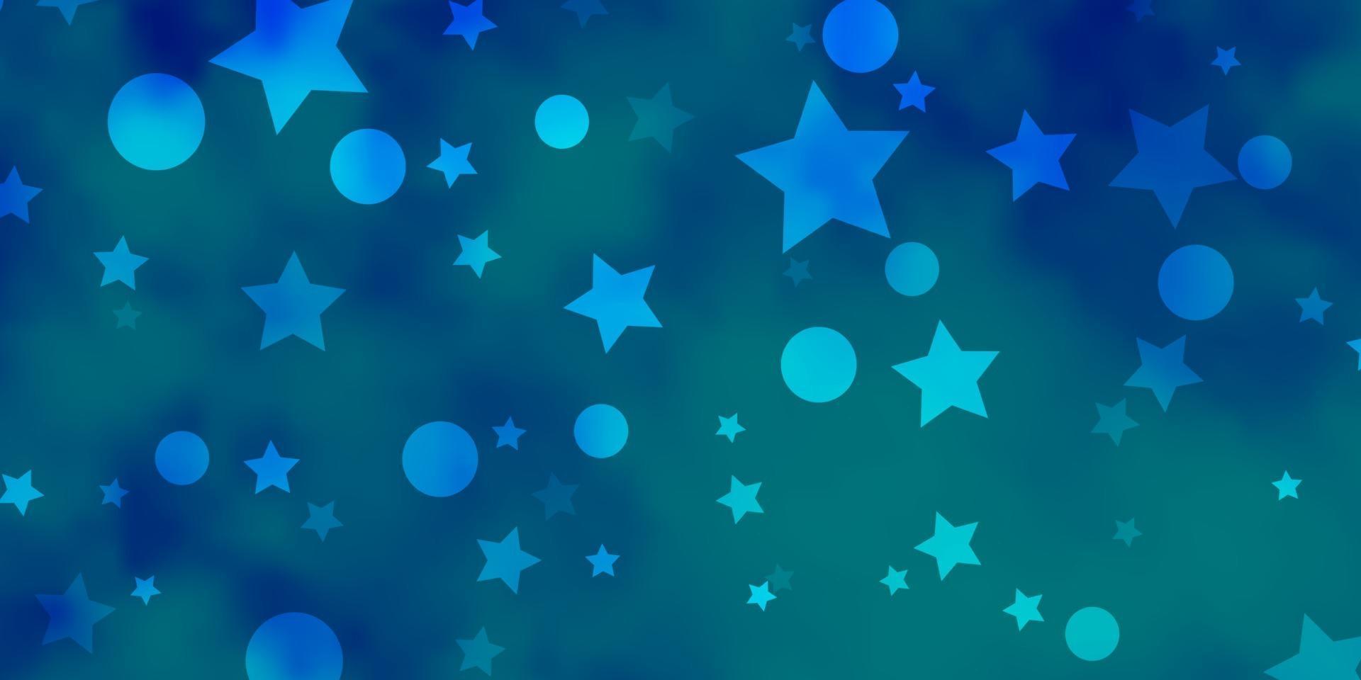 patrón de vector azul claro con círculos, estrellas.