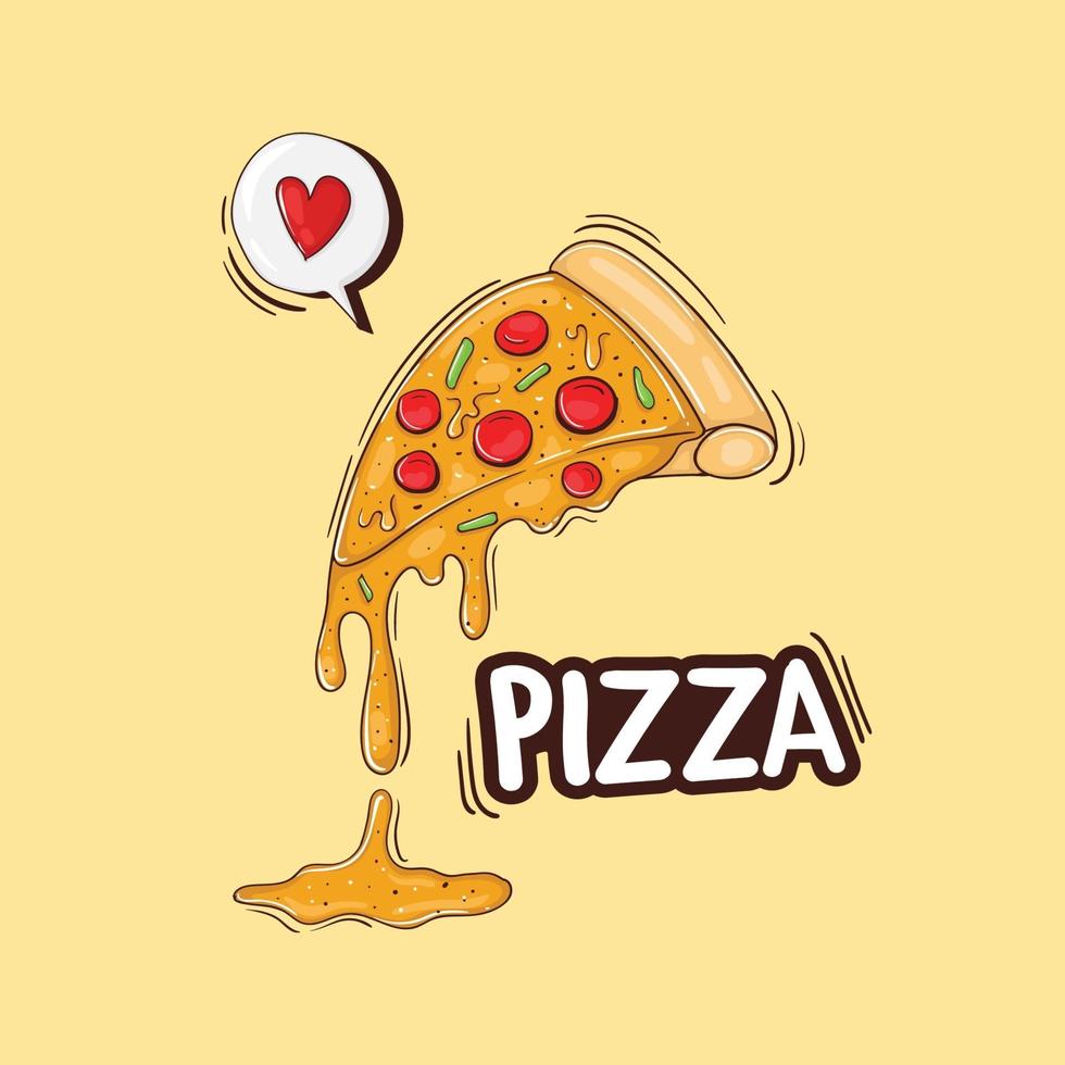 ejemplo dibujado mano colorida de la rebanada de pizza vector