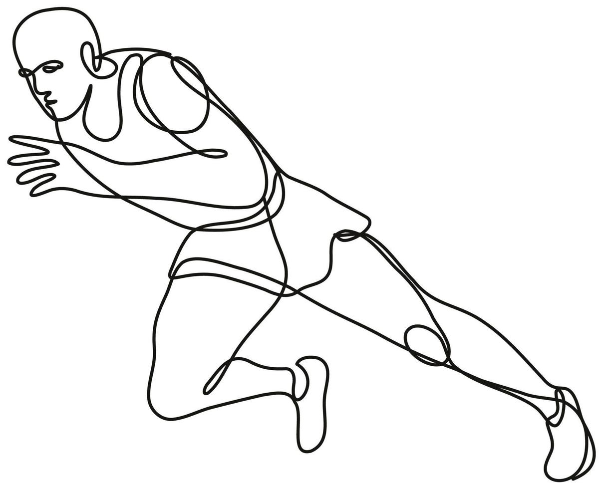 Track and Field Athlete Running Start Continuous Line Drawing vector