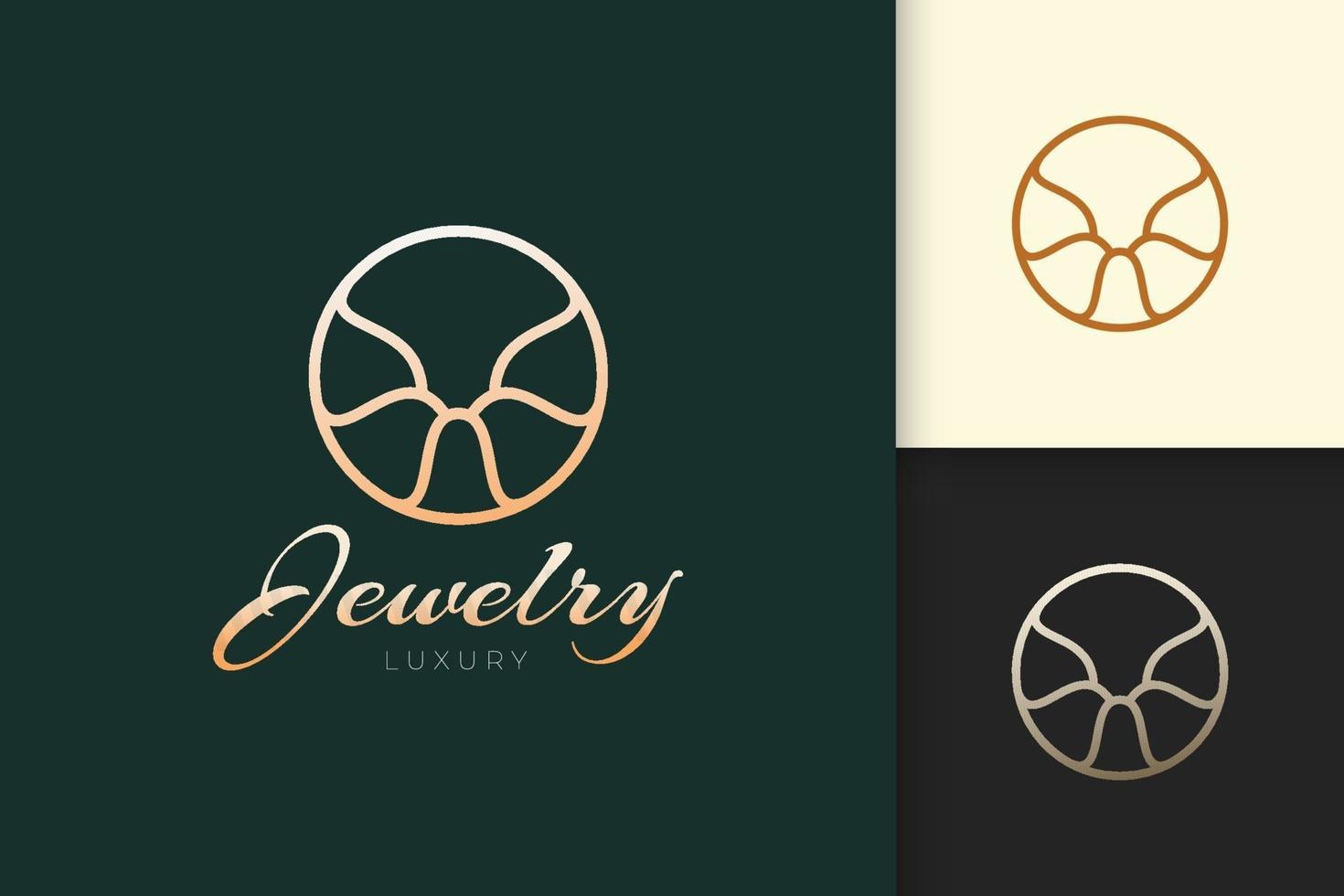 Logotipo de joyería en forma elegante y lujosa para belleza y moda. vector