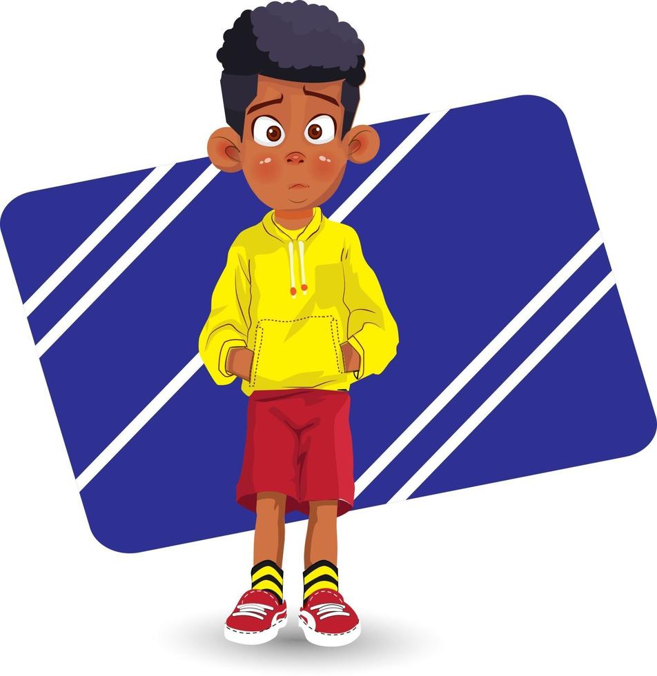 niño afroamericano de dibujos animados niño afro vector